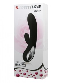 Pretty Love Elmer crni silikonski vibrator sa dodatkom za klitoris  BI 14413-1-4